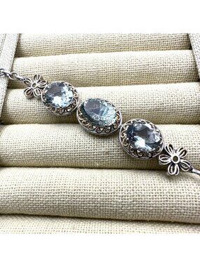 Chuck Clemency STS Sterling Silver Green Crysolite Bracelet 14 Grams 7.25 Inch